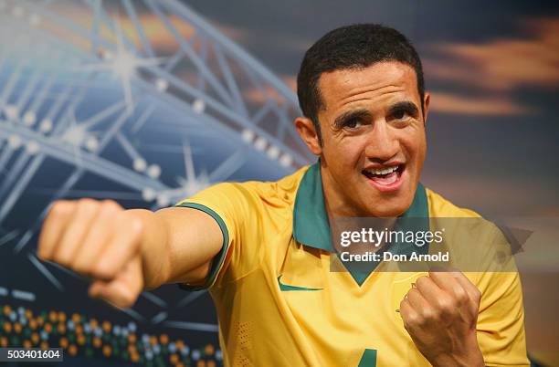 Tim Cahill's wax figure is displayed at Madame Tussauds Sydney on January 5, 2016 in Sydney, Australia.