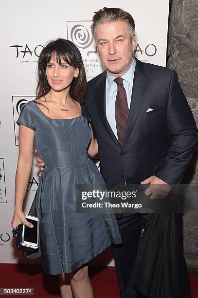 Hilaria Thomas and Alec Baldwin attend 2015 New York Film Critics Circle Awards at TAO Downtown on January 4, 2016 in New York City.