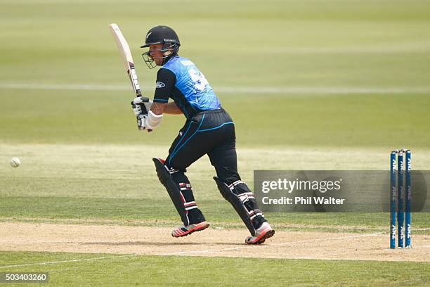 Luke Ronchi of New Zealand bats during game five of the One Day International series between New Zealand and Sri Lanka at Bay Oval on January 5, 2016...