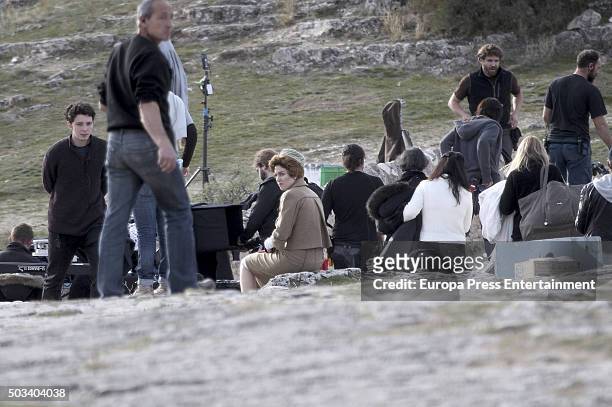 Actress Blanca Suarez is seen during the set filming of 'Lo que escondian sus ojos' tv series on December 9, 2015 in Sepulveda, Spain.