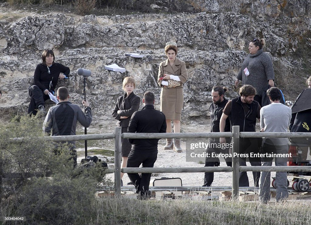 Blanca Suarez On Set Filming Of 'Lo Que Escondian Sus Ojos'