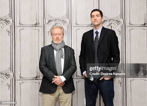 Film director Sir Ridley Scott and screenwriter Drew Goddard attend AOL BUILD Series: Drew Goddard and Sir Ridley Scott, "The Martian" at AOL Studios...