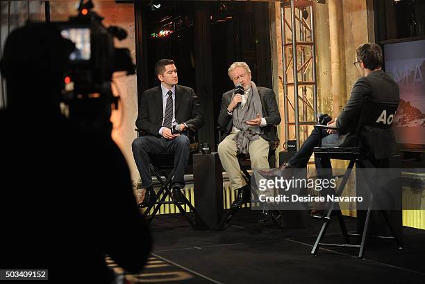 Screenwriter Drew Goddard and film director Sir Ridley Scott attend AOL BUILD Series: Drew Goddard and Sir Ridley Scott, "The Martian" at AOL Studios...