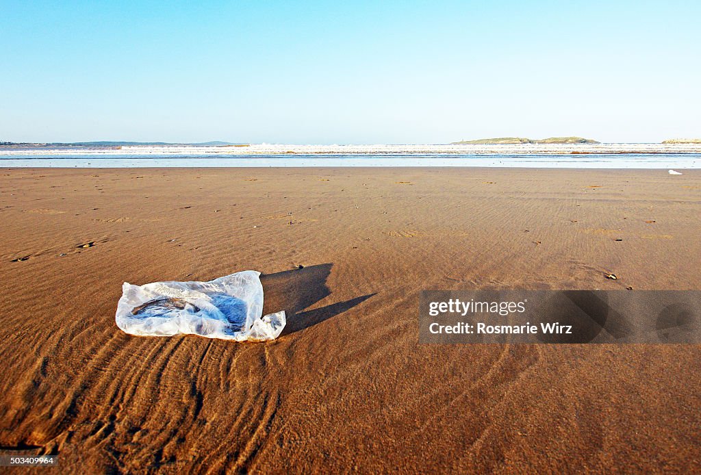 Plastic bag on beach