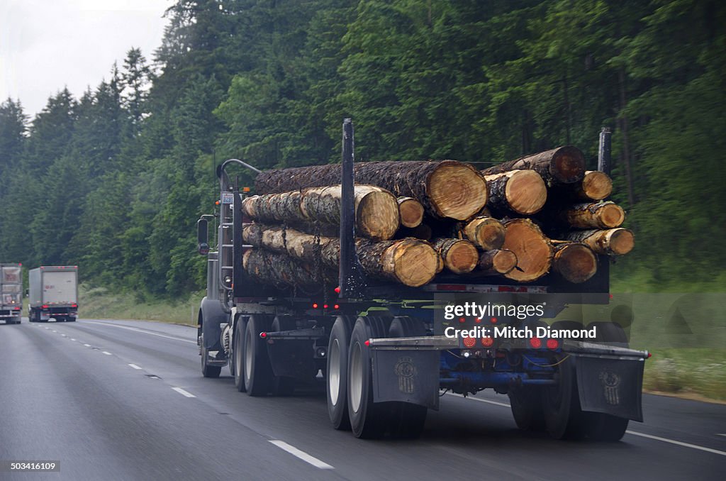 Lumber truck on the highway