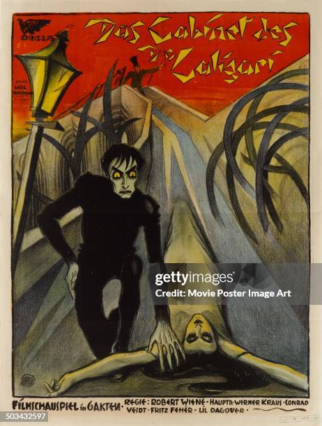 German poster for Robert Wiene's 1920 horror 'The Cabinet of Dr. Caligari' starring Werner Krauss.