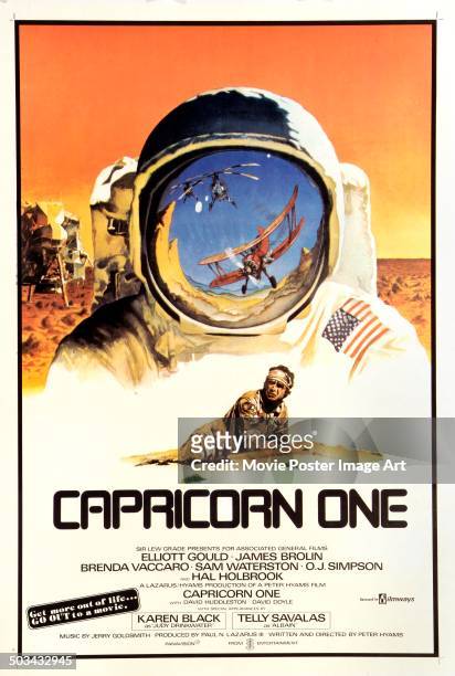 Poster for Peter Hyams' 1977 science fiction film 'Capricorn One' starring James Brolin.
