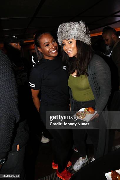 Scottie Beam and Raven Verona attend Mack Wilds' Viewing Of "The Breaks" at 40 / 40 Club on January 4 in New York City.