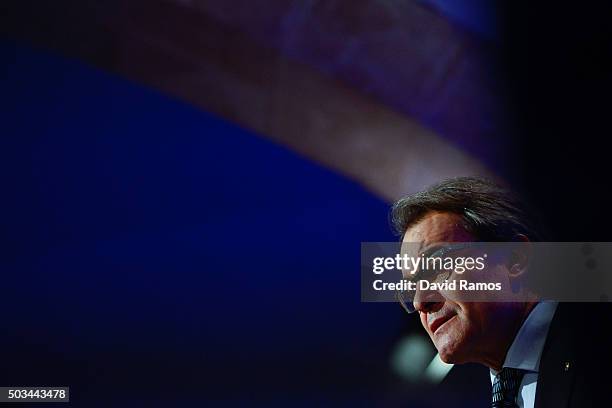 Acting President of Catalonia Artur Mas speaks during a press conference on January 5, 2016 in Barcelona, Spain. After months of negotiations, the...