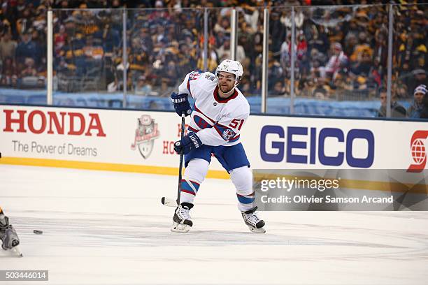 David Desharnais of the Montreal Canadiens skates against the Boston Bruins on January 1, 2016 during 2016 Bridgestone NHL Winter Classic at Gillette...