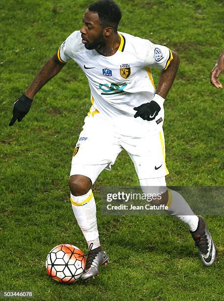 Junior Tallo of Lille in action during the French Cup match between Amiens AC and Lille LOSC at Stade de la Licorne on January 3, 2016 in Amiens,...