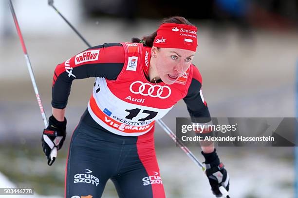 Justyna Kowalczyk of Poland competes at the Ladies 1.2km Classic Sprint Competition during day 1 of the FIS Tour de Ski event on January 5, 2016 in...