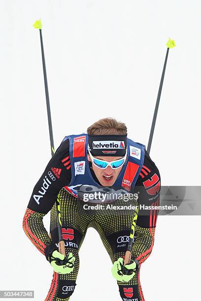 Sebastian Eisenlauer of Germany competes at the Mens 1.2km Classic Sprint Competition during day 1 of the FIS Tour de Ski event on January 5, 2016 in...