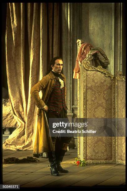 Baritone Dwayne Croft as Count Almaviva in Mozart's Le Nozze di Figaro on stage at the Metropolitan Opera.