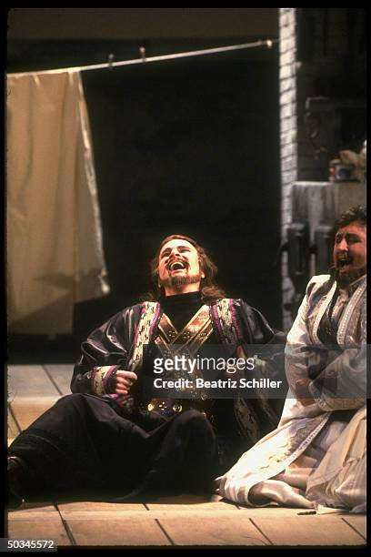 Baritone Dwayne Croft as Guglielmo w. Unident. Soprano in Mozart's Cosi Fan Tutte on stage at the Metropolitan Opera.