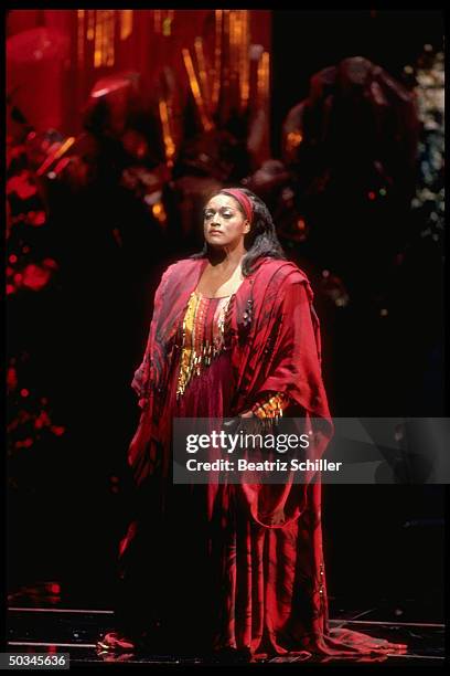 Soprano Jessye Norman as Judith in Bartok's Bluebeard's Castle on stage at the Metroplitan Opera.