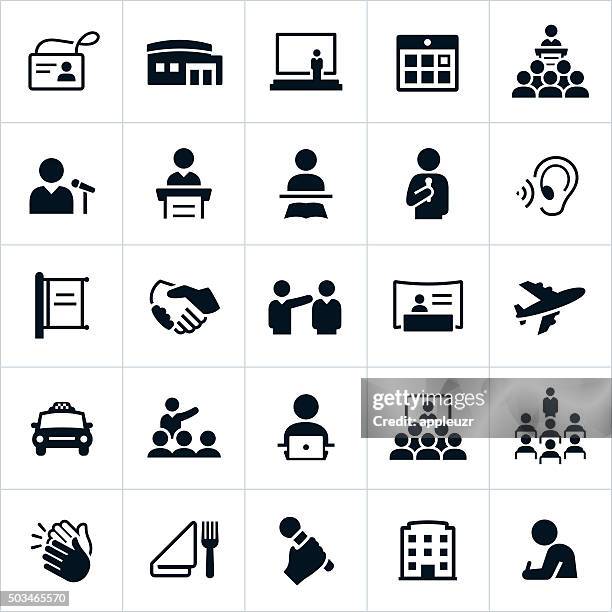 illustrations, cliparts, dessins animés et icônes de affaires icônes des congrès - discours-liminaire
