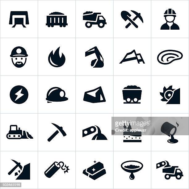 mining icons - 採礦業 幅插畫檔、美工�圖案、卡通及圖標