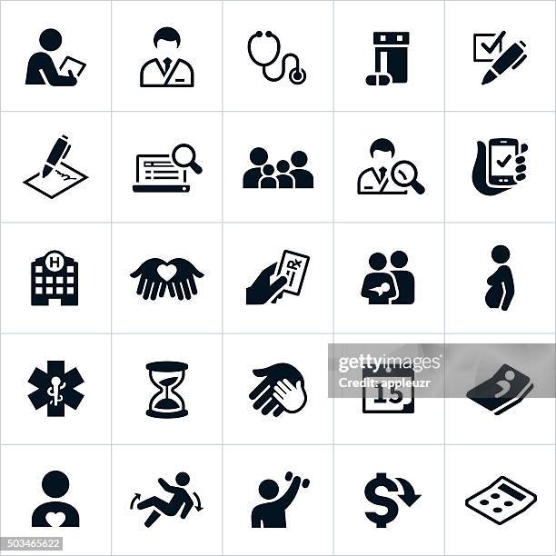 ilustraciones, imágenes clip art, dibujos animados e iconos de stock de iconos de seguros de salud - autograph