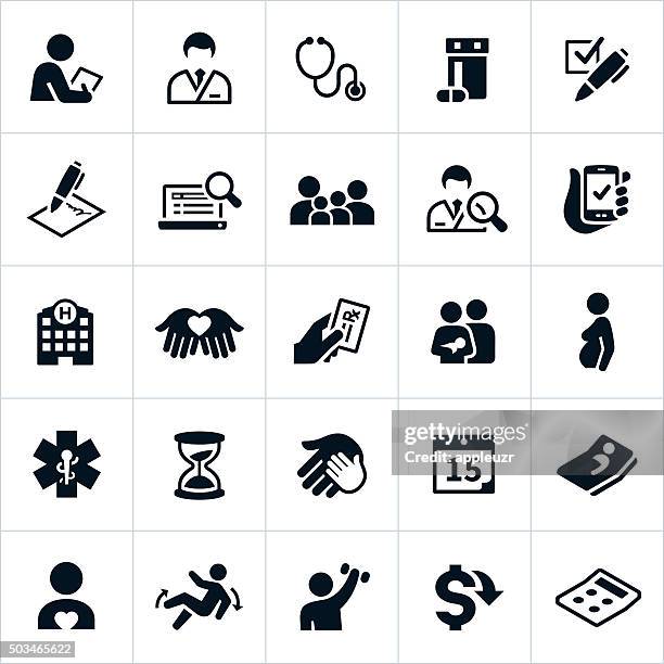 healthcare insurance icons - choosing insurance stock illustrations