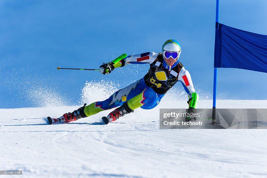Slolem Racing Young Man Compeeting At Giant Slalom Race High-Res Stock Photo - Getty ...