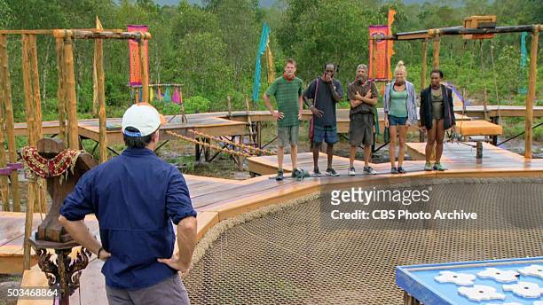 Lie, Cheat and Steal" -- Jeff Probst addresses Spencer Bledsoe, Jeremy Collins, Keith Nale, Kelley Wentworth and Tasha Fox during the two-hour season...