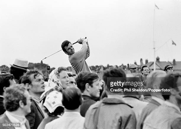 Tony Jacklin of Great Britain in action during the British Open Golf Championship at Royal Lytham & St Annes Golf Club, 12th July 1969.
