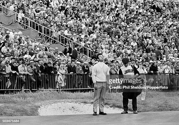 Tony Jacklin of Great Britain reacts during his final round to win the British Open Championship at Royal Lytham & St Annes, 12th July 1969.