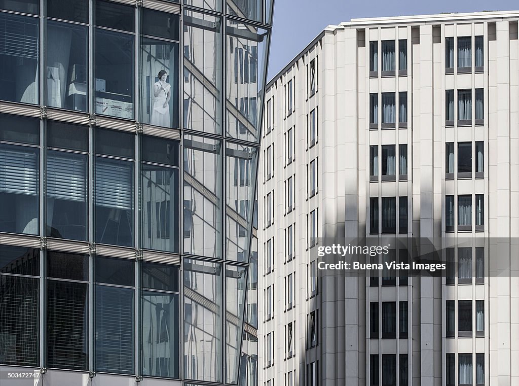 Woman in office building