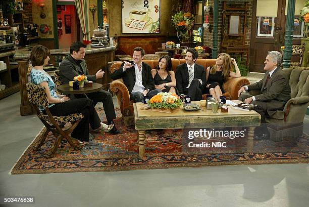 Episode 2705 -- Pictured: Cast of Friends: Lisa Kudrow, Matt LeBlanc, Matthew Perry, Courteney Cox, David Schwimmer, Jennifer Aniston during an...