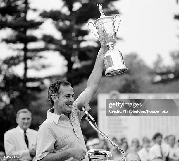 David Graham of Australia celebrates with the trophy after winning the US Open Golf Championship held at the Merion Golf Club in Pennsylvania on 21st...