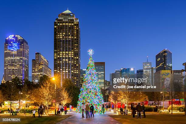christmas tree, klyde warren park, dallas, texas, america - christmas scenes stock pictures, royalty-free photos & images
