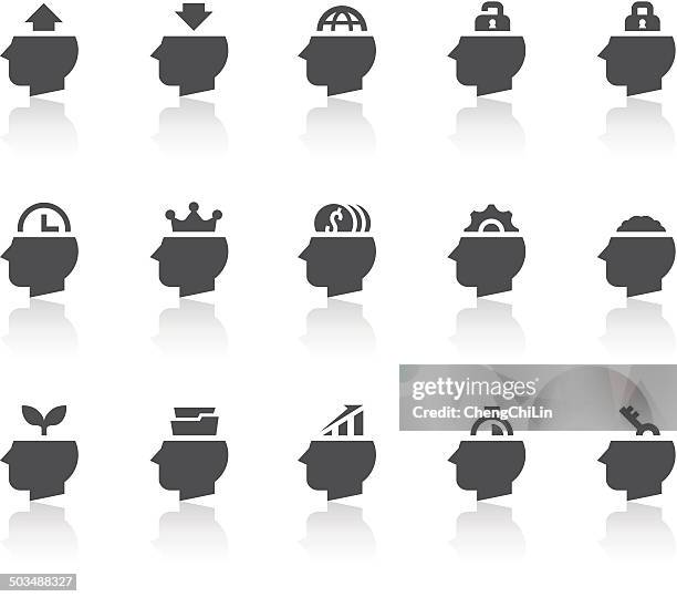 thinking in my head icons | simple black series - germinating stock illustrations