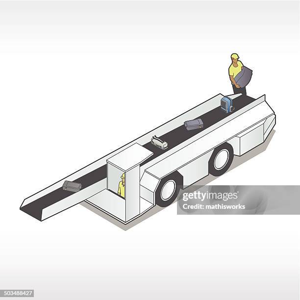 luggage loader illustration - airport isometric stock illustrations