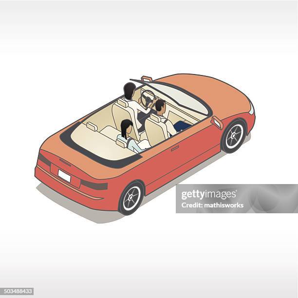 family in car illustration - back seat stock illustrations