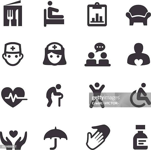 altersheim icons-acme series - pflegeheim symbol stock-grafiken, -clipart, -cartoons und -symbole