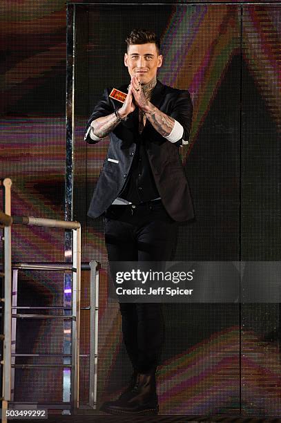 Jeremy McConnell enters the Celebrity Big Brother House at Elstree Studios on January 5, 2016 in Borehamwood, England.