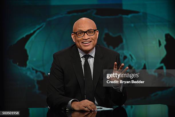 Host Larry Wilmore on "The Nightly Show With Larry Wilmore" on January 5, 2016 in New York City.