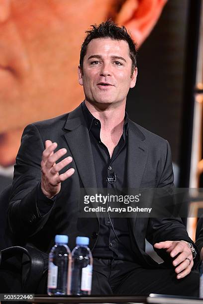 Yannick Bisson attends the Ovation 2016 Winter TCA Tour introducing three series featuring Rachel Hunter, Reza Aslan, Norman Lear And Yannick Bisson...