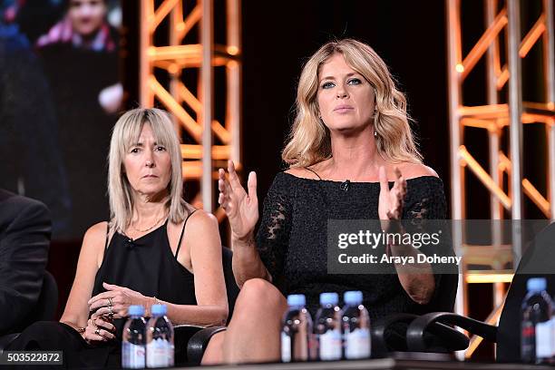 Bettina Hollings and Rachel Hunter attend the Ovation 2016 Winter TCA Tour introducing three series featuring Rachel Hunter, Reza Aslan, Norman Lear...