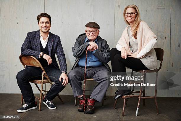 Actors Diogo Morgado, Ed Asner and Lindsay Wagner of the UP's 'Love Finds You in Valentine' pose in the Getty Images Portrait Studio at the 2016...