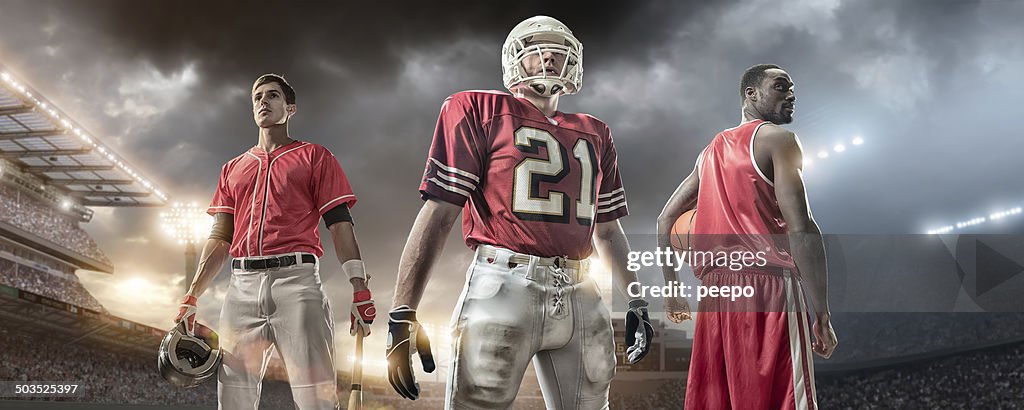 Baseball, American Football, Basketball-Athleten.