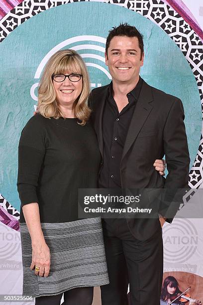 Christina Jennings and Yannick Bisson attend the Ovation 2016 Winter TCA Tour introducing three series featuring Rachel Hunter, Reza Aslan, Norman...