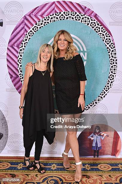 Bettina Hollings and Rachel Hunter attend the Ovation 2016 Winter TCA Tour introducing three series featuring Rachel Hunter, Reza Aslan, Norman Lear...