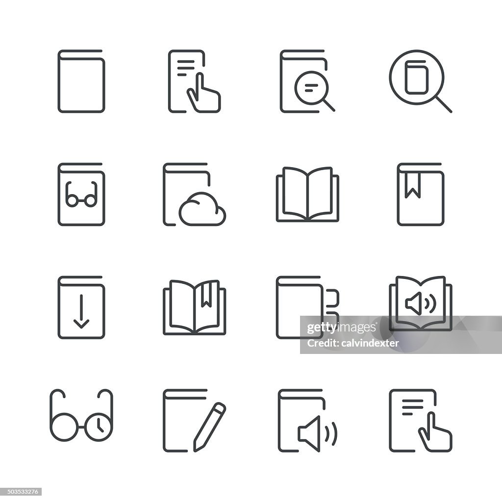 Literature and e-reading icons set 1 | Black Line series