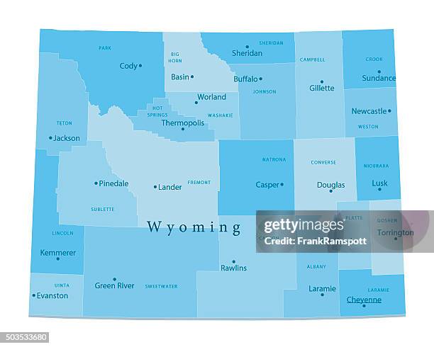 ilustraciones, imágenes clip art, dibujos animados e iconos de stock de wyoming vector map aislado - wyoming