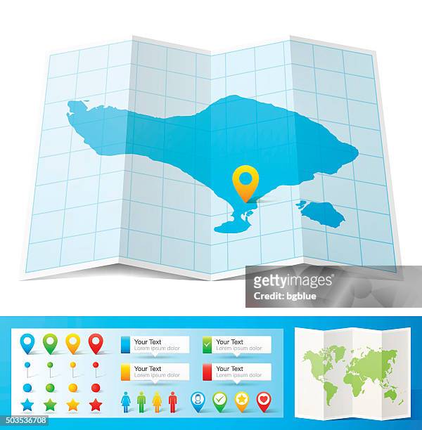 bali map with location pins isolated on white background - bali stock illustrations