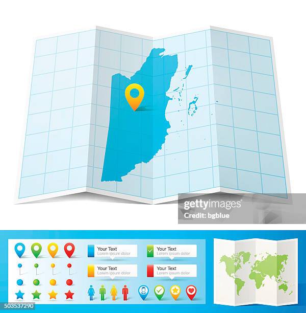 belize map with location pins isolated on white background - placement documents stock illustrations