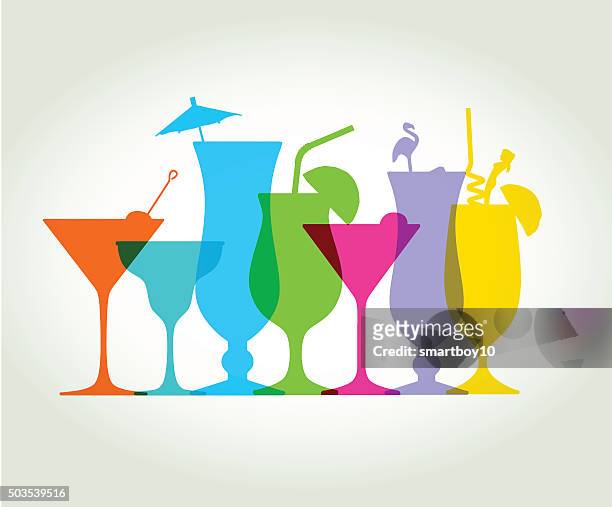 illustrazioni stock, clip art, cartoni animati e icone di tendenza di cocktail e bevande - gin