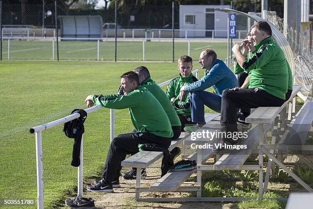 Trainingskamp, FC Groningen, Spanje, facilitaire ondersteuning Bert de Voogd of FC Groningen, teammanager Bas Roorda of FC Groningen, Gerard Kemkers,...